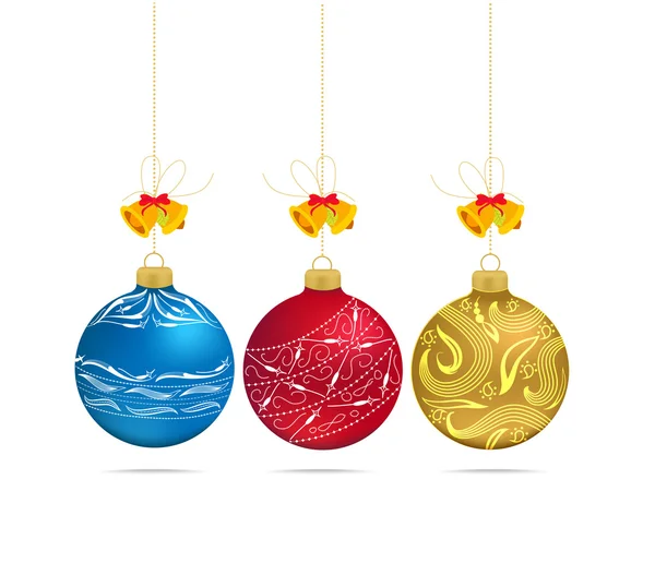 Bolas multicoloridas de Natal com arcos isolados — Vetor de Stock