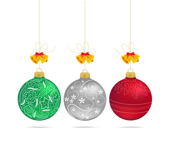 Bolas multicoloridas de Natal com arcos isolados — Vetor de Stock