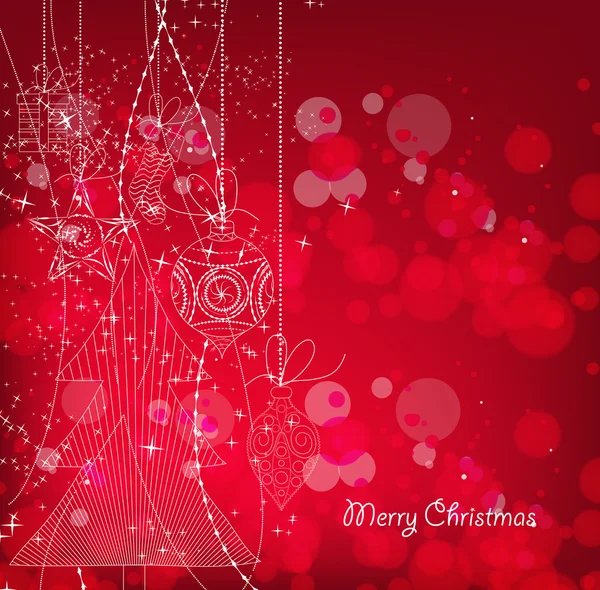 Červené vánoční pozadí s vánoční ozdoby — Stockový vektor
