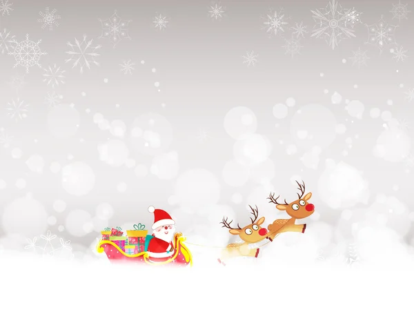 サンタ クロースと鹿クリスマス背景 — ストックベクタ