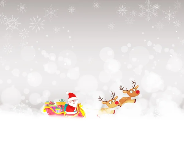 Christmas background with santa claus and deer — Stock Vector