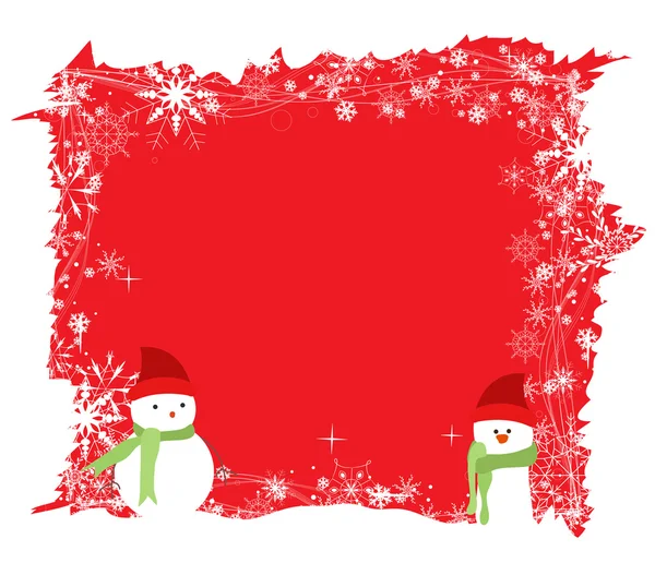 Christmas background with snowflakes and snowman — Stock Vector