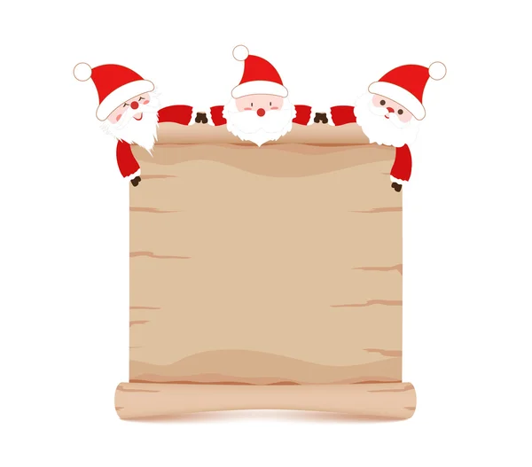 Papai Noel e sinal de pergaminho engraçado — Vetor de Stock