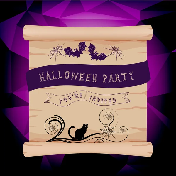 Invitación de pergamino de Halloween — Vector de stock