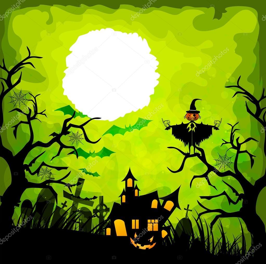 Halloween green background — Stock Vector © ngocdai86 #52634971