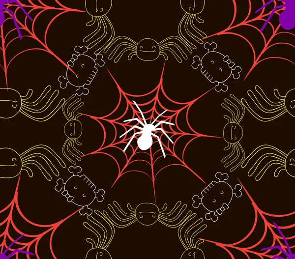 Seamless pattern with webs, spider — Stock Vector