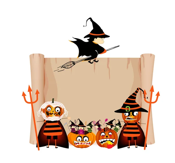 Halloween et signe de parchemin drôle — Image vectorielle