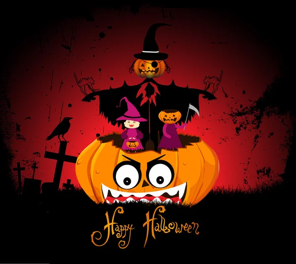 Halloween noche fondo con calabaza — Vector de stock