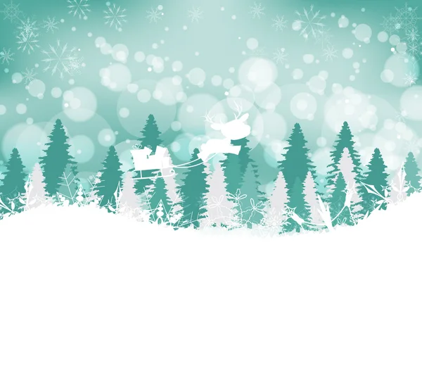 冬天的森林背景与鹿 — 图库矢量图片