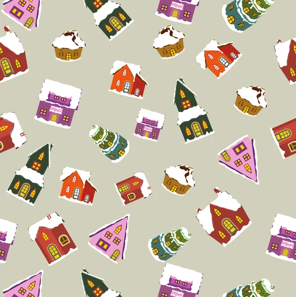 Christmas houses seamless pattern — Stock Vector