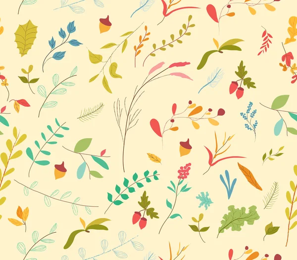 Χωρίς ραφή πρότυπο Φθινοπωρινά φύλλα και βελανίδια — Διανυσματικό Αρχείο