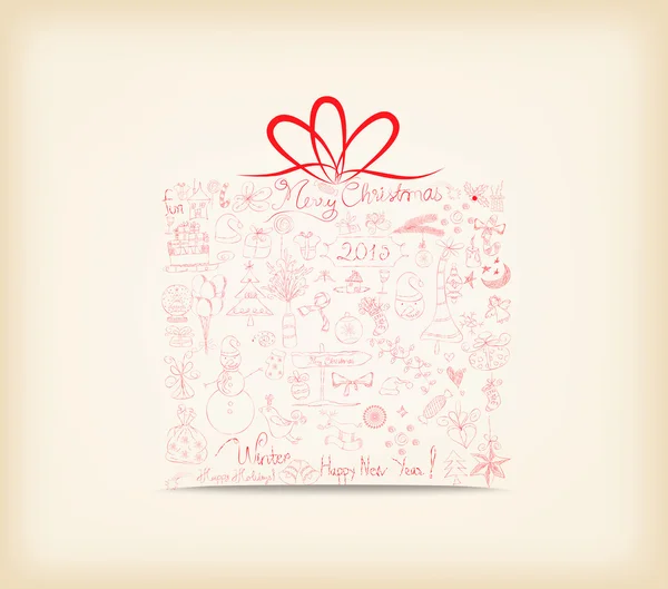 Adorno de regalo de Navidad mano dibujado icono — Archivo Imágenes Vectoriales