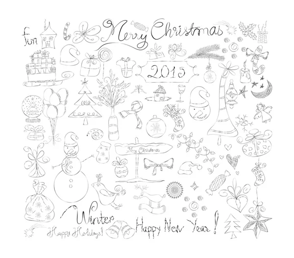 Feliz Navidad signos doodle colección — Archivo Imágenes Vectoriales