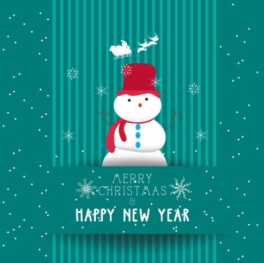 Noel ve mutlu yeni yıl kardan adam kartı ile