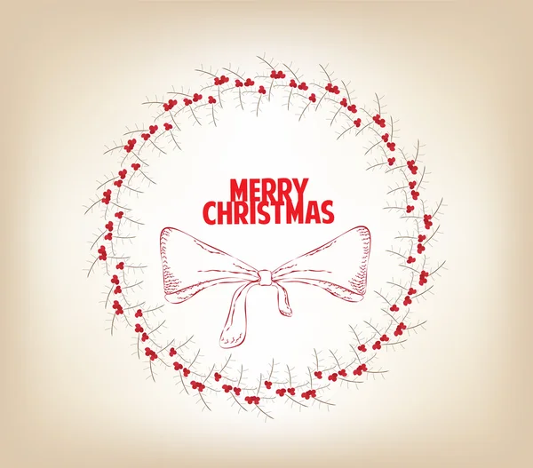 Barevné vánoční věnec s červenými jmelí bobule — Stockový vektor