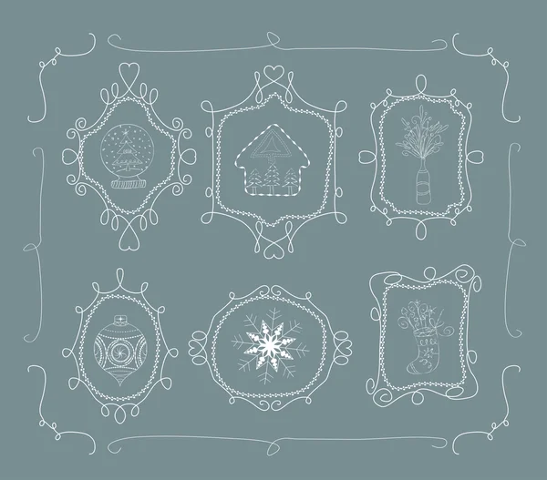 Різдво doodle рами — стоковий вектор