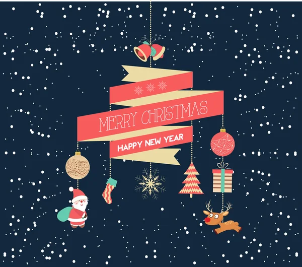 メリークリスマスグリーティングカードデザイン — ストックベクタ