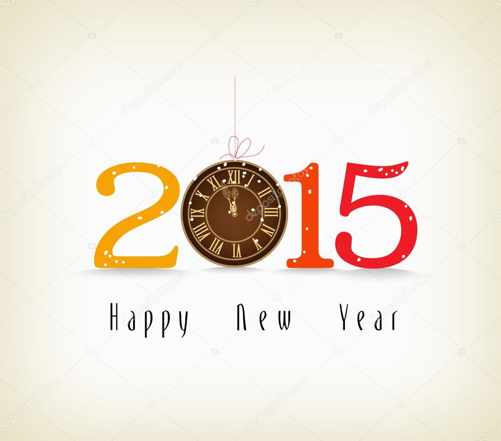 Happy new year with clock gold