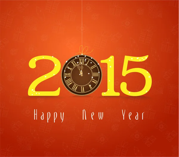 Happy new year clock gold — Stock Vector