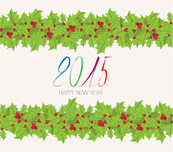 Mutlu yeni yıl holly arka plan — Stok Vektör