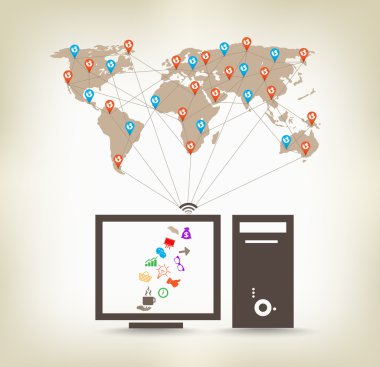 Küresel bilgisayar iletişim kavramı stok