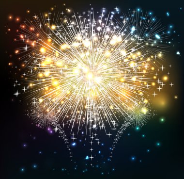 Mutlu yeni yıl gökyüzü ve havai fişek