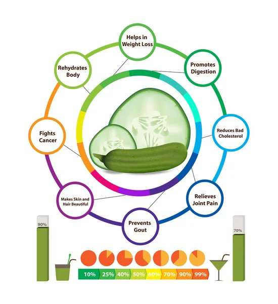 Fantastiska hälsofördelarna med gurka — Stock vektor