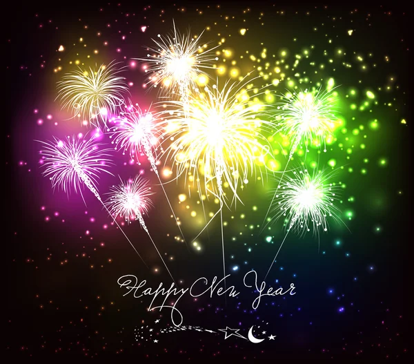 Happy new year fireworks background — Stock Vector