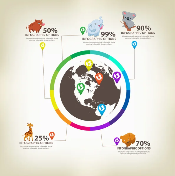 Infografische Tiere Design Elemente Vektor — Stockvektor