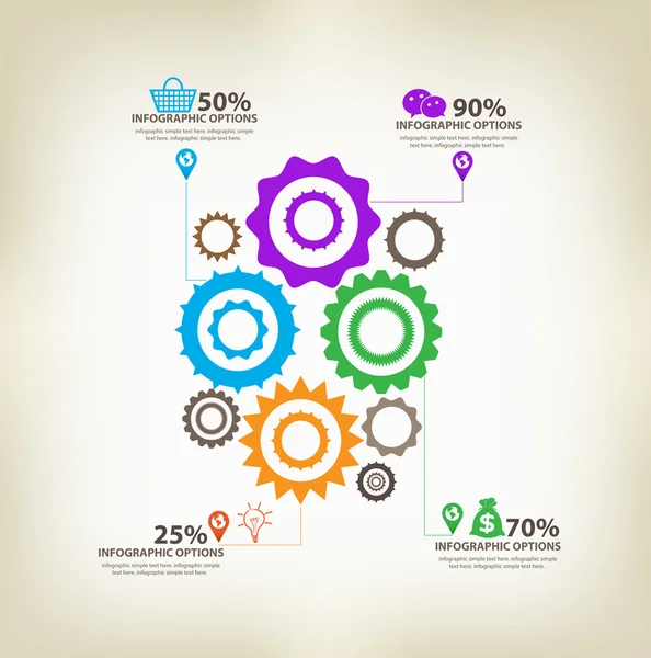 Infographic gears with axis — Stock Vector