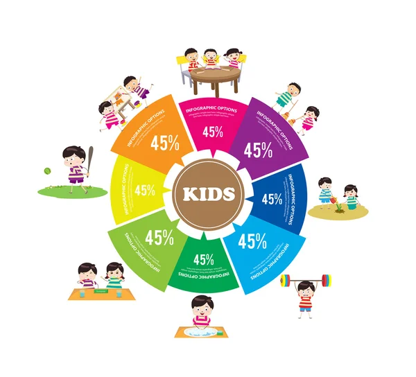 Öğrenme ve Infographic oynayan çocuklar