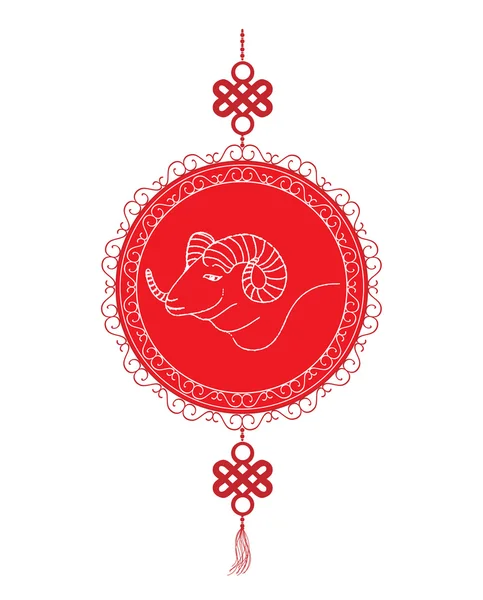 Oriental feliz año nuevo chino con elemento de cabra — Vector de stock