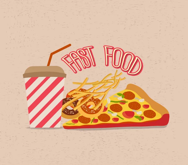 Set of fast food with Pizza — Stock Vector