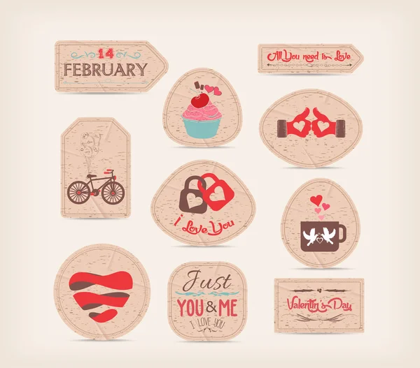 Etiquetas de regalo de amor de San Valentín — Vector de stock