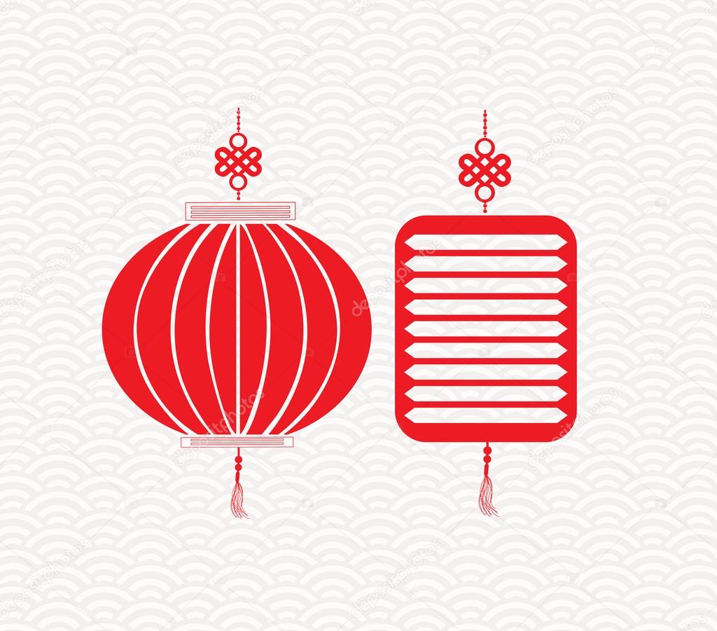 Two red chinese lantern garland