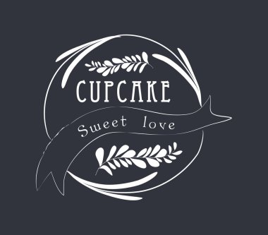 Cupcake Vintage çerçeveleri ve çiçek süsler