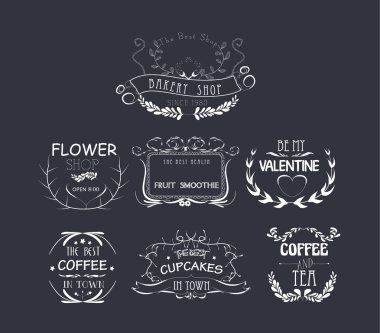 Vintage çerçeveler, kaydırma öğelerini ve çiçek süs eşyaları