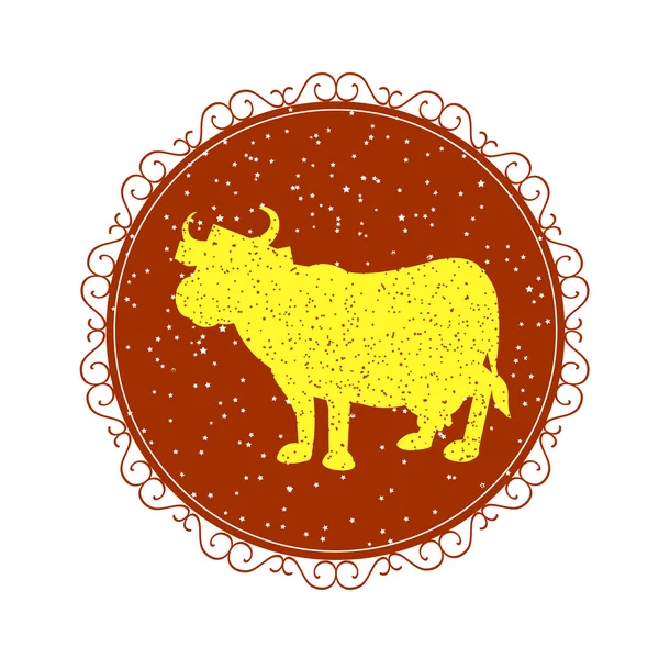 Jahrgangsschild mit Kuh — Stockvektor