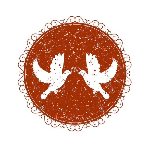 Винтажный знак с парой голубей — стоковый вектор