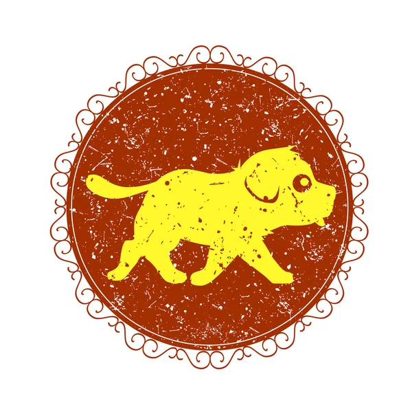 Винтажный знак с собакой — стоковый вектор