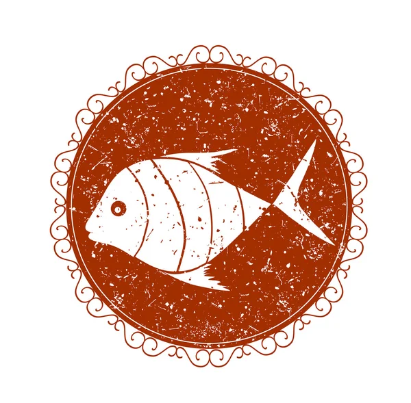 Vintage sign with fish — Stock Vector