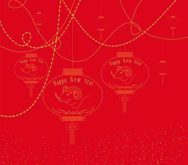 Дизайн козлов для китайского новогоднего фона — стоковый вектор
