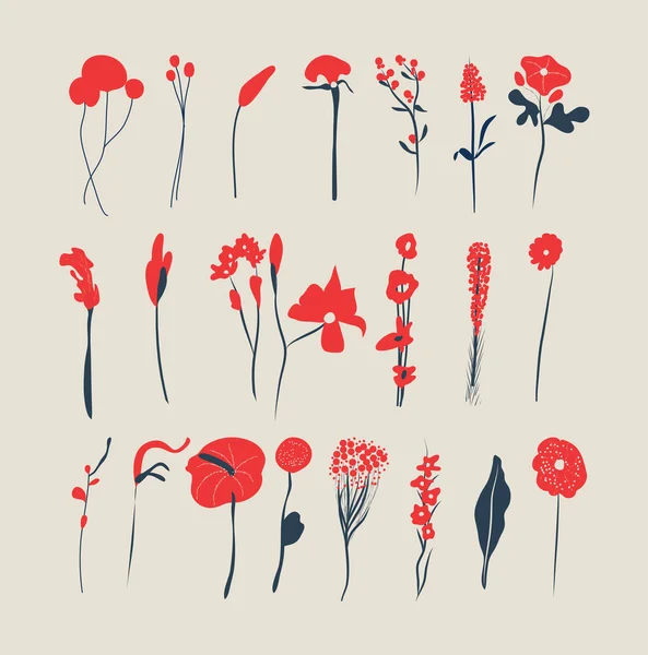 Elementos florales vintage dibujados a mano — Vector de stock