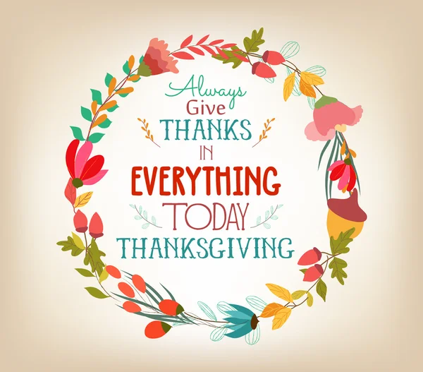 Joyeux Thanksgiving fleurs couronne Couleurs — Image vectorielle