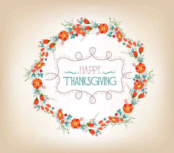 Happy Thanksgiving florals wreath Colors — Stock Vector