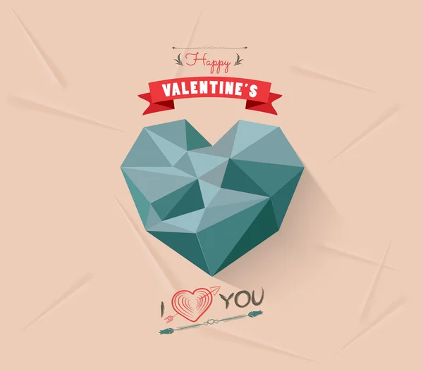Glücklicher Valentinstag mit geometrischer Herzkarte — Stockvektor