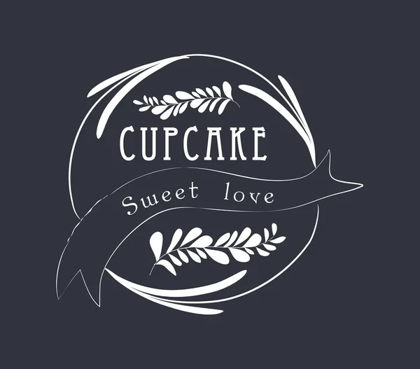 Cupcake Vintage Marcos y adornos florales — Vector de stock