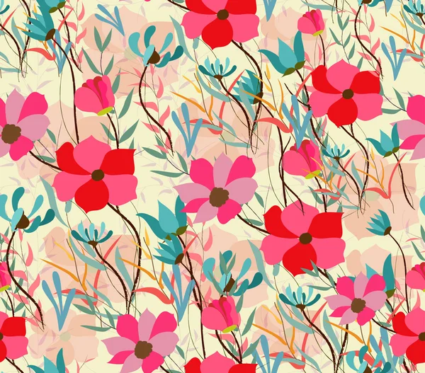 Vintage seamless pattern with abstract flowers — Stock Vector