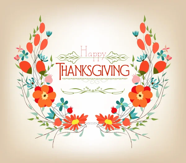 Floral background thanksgiving greeting card — Stock Vector