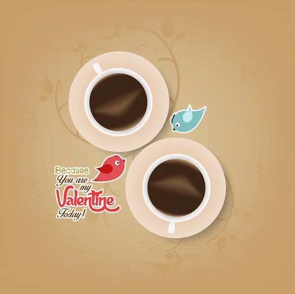 几杯咖啡与情人节 — 图库矢量图片
